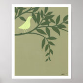 Green Bird Perched on Green Branch Poster (Vorne)