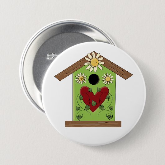 Green Birdhouse mit Herz und Milch Button (Vorne & Hinten)