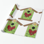 Green Birdhouse mit Herz und Milch Geschenkpapier (Ungerollt)