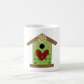 Green Birdhouse mit Herz und Milch Kaffeetasse (Mittel)