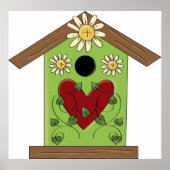 Green Birdhouse mit Herz und Milch Poster (Vorne)