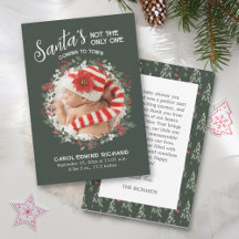 Green Birth Stats Christmas Photo Baby Shower