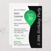 Green Birthday Balloon Einladung (Vorne/Hinten)