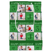 Green Birthday Boy Foto Collage Custom Party Mittlere Geschenktüte (Vorderseite)