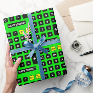 Green Birthday Calculator Geschenkpapier