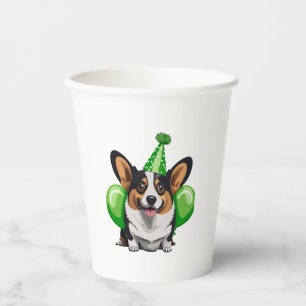 Green Birthday Corgi Classic T - Shirt Pappbecher