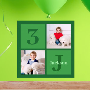 Green Birthday Foto Collage Personalisiertes Party Poster
