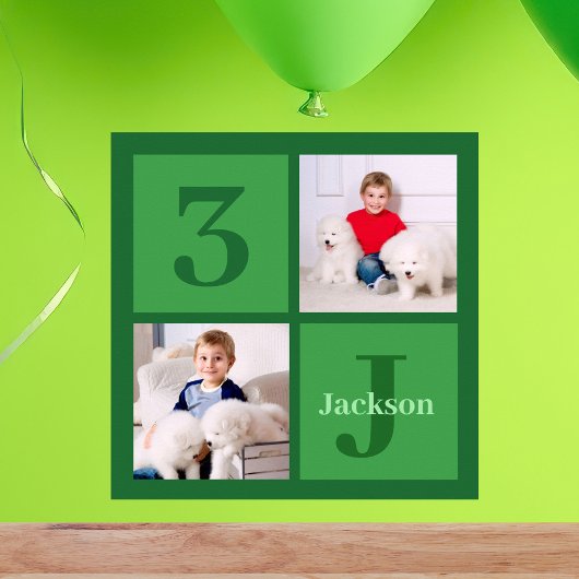 Green Birthday Foto Collage Personalisiertes Party Poster