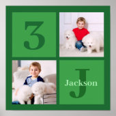 Green Birthday Foto Collage Personalisiertes Party Poster (Vorne)