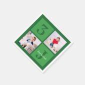 Green Birthday Foto Collage Personalisiertes Party Serviette (Ecke)