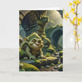 Green Birthday Troll unter einer Brücke Karte (Gelbe Blume)