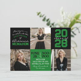 Green & Black 3 Foto Abschluss Einladung