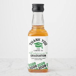 Green & Black Abschluss Danke Mini Alkoholflaschenetikett