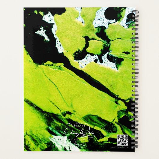 Green & Black Abstract Large Monthly Planer (Rückseite)