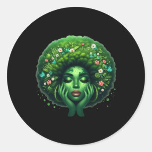 Green Black Afro Mother Earth Day Gaia Rettete uns Runder Aufkleber