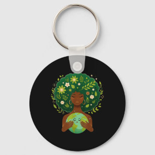 Green Black Afro Mother Earth Day Gaia Rettete uns Schlüsselanhänger