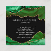 Green Black Agate Beauty Stylist Quadratische Visitenkarte (Rückseite)