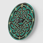 Green Black and Gold Celtic Knot Wall Clock Große Wanduhr (Winkel)