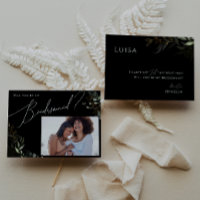 Green Black and Gold Foto Bridesmaid Card
