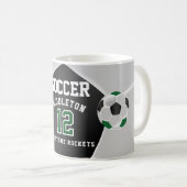 Green, Black and White ⚽ Fußball Sport Kaffeetasse (VorderseiteRechts)