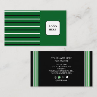 Green Black And White Line Art Business Card Visitenkarte