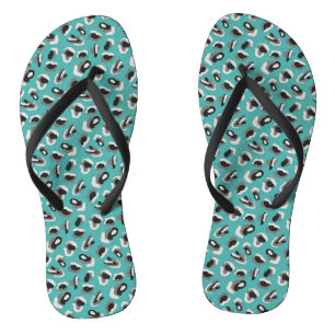 Green & Black Animal Print Badesandalen