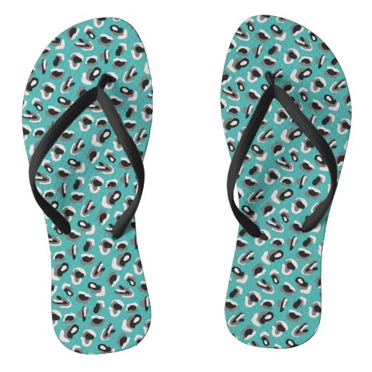 Green & Black Animal Print Badesandalen (Fußbett)