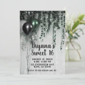 Green Black Balloons Ivy Dschungel Party Sweet 16 Einladung (Stehend Vorderseite)