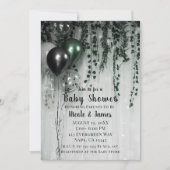 Green Black Balloons Ivy Jungle Party Babydusche Einladung (Vorderseite)