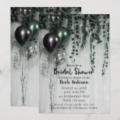 Green Black Balloons Jungle Ivy Brautparty Einladung (Vorne/Hinten)