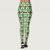 Green Black Baroque Fleur-de-lis Pattern Design  Leggings (Rückseite)