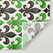 Green Black Baroque Fleur-de-lis Pattern Design Wandteppich