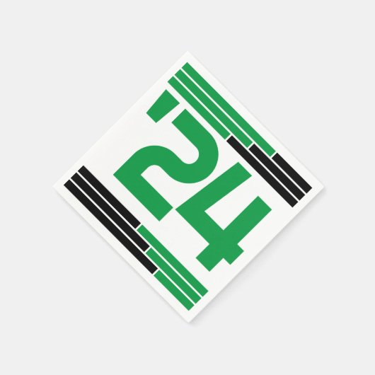 Green & Black Bars Class of '24 Grad Party Serviette (Ecke)