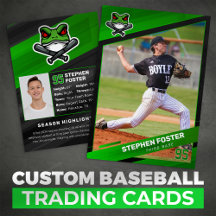 Green & Black Baseball Trading Card, Baseball Card