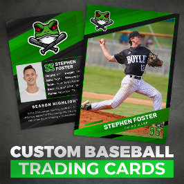 Green & Black Baseball Trading Card, Baseball Card Telefonnummerkarte