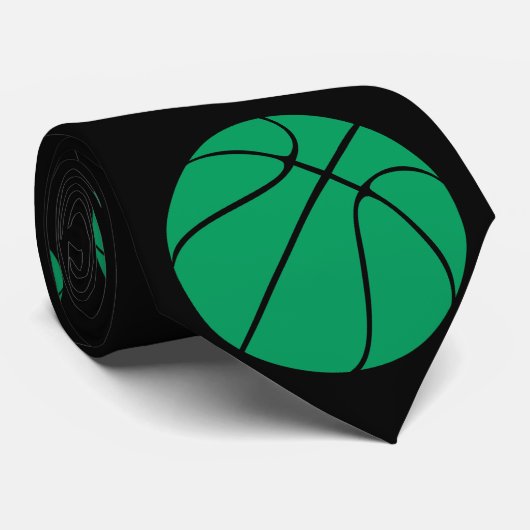 Green & Black Basketball Player oder Coach Neck Ti Krawatte (Gerollt)