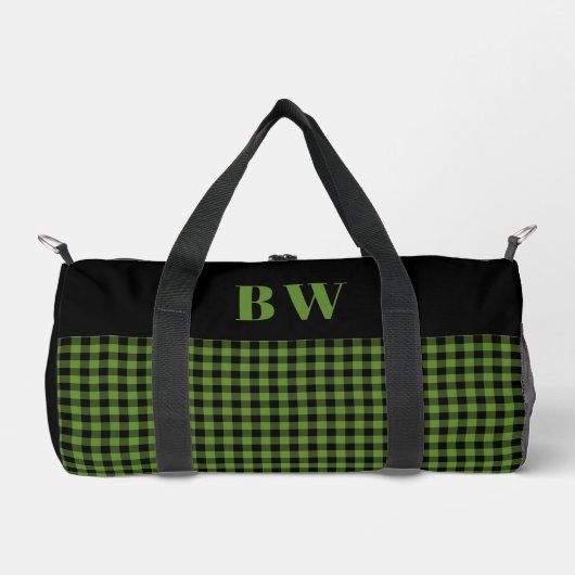 Green Black Buffalo Karo Bold Monogram Duffle Bag (Vorderseite)