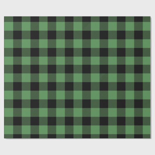 Green Black Buffalo Karo Kariert Geschenkpapier (Flach)