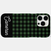 Green & Black Buffalo Plaid Custom Name Case-Mate iPhone Hülle (Rückseite (Horizontal))