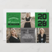 Green & Black Chalkboard 3 Foto Abschluss Einladung (Vorderseite)