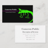 Green Black Chameleon Artistic Business Card Visitenkarte (Vorne/Hinten)