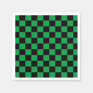 Green Black Checkerboard Serviette