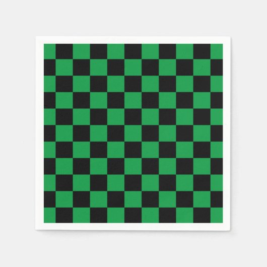 Green Black Checkerboard Serviette (Vorderseite)