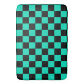 Green Black Checkered Karo Pattern Badematte (Vorderseite Vertikal)