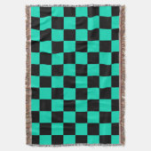 Green Black Checkered Karo Pattern Decke (Vorderseite Vertikal)