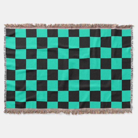 Green Black Checkered Karo Pattern Decke (Vorderseite)