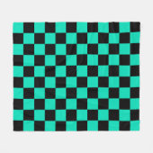 Green Black Checkered Karo Pattern Fleecedecke (Vorderseite (Horizontal))