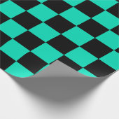 Green Black Checkered Karo Pattern Geschenkpapier (Ecke)