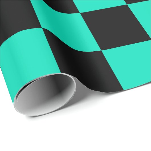 Green Black Checkered Karo Pattern Geschenkpapier (Rolleneckpunkt)