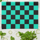 Green Black Checkered Karo Pattern Geschirrtuch (Gefaltet)